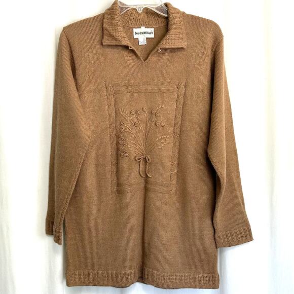 Deirdre McGuire 100% Alpaca Wool Knit Sweater Ireland Floral Women's Size M - Picture 1 of 11